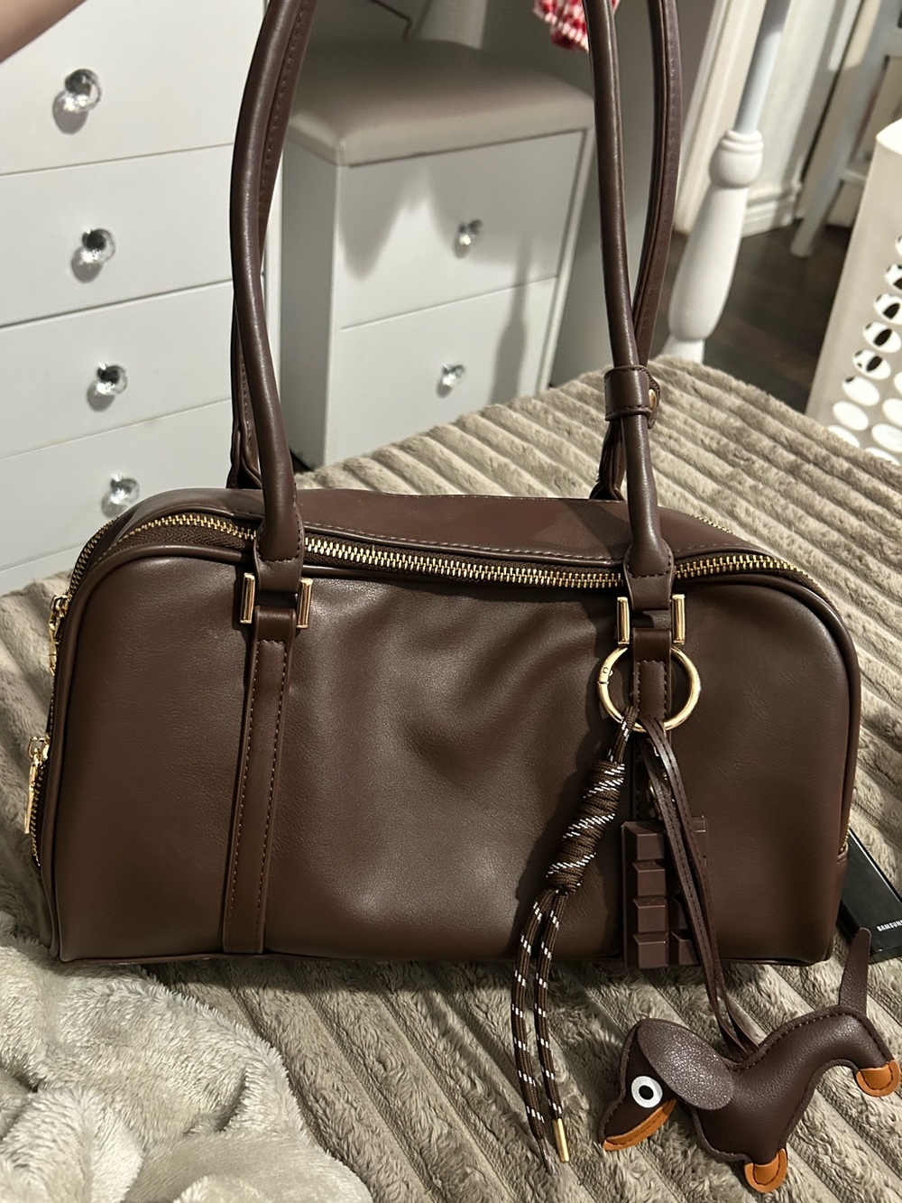 Classic Brown Leather Dome Satchel - Unbranded